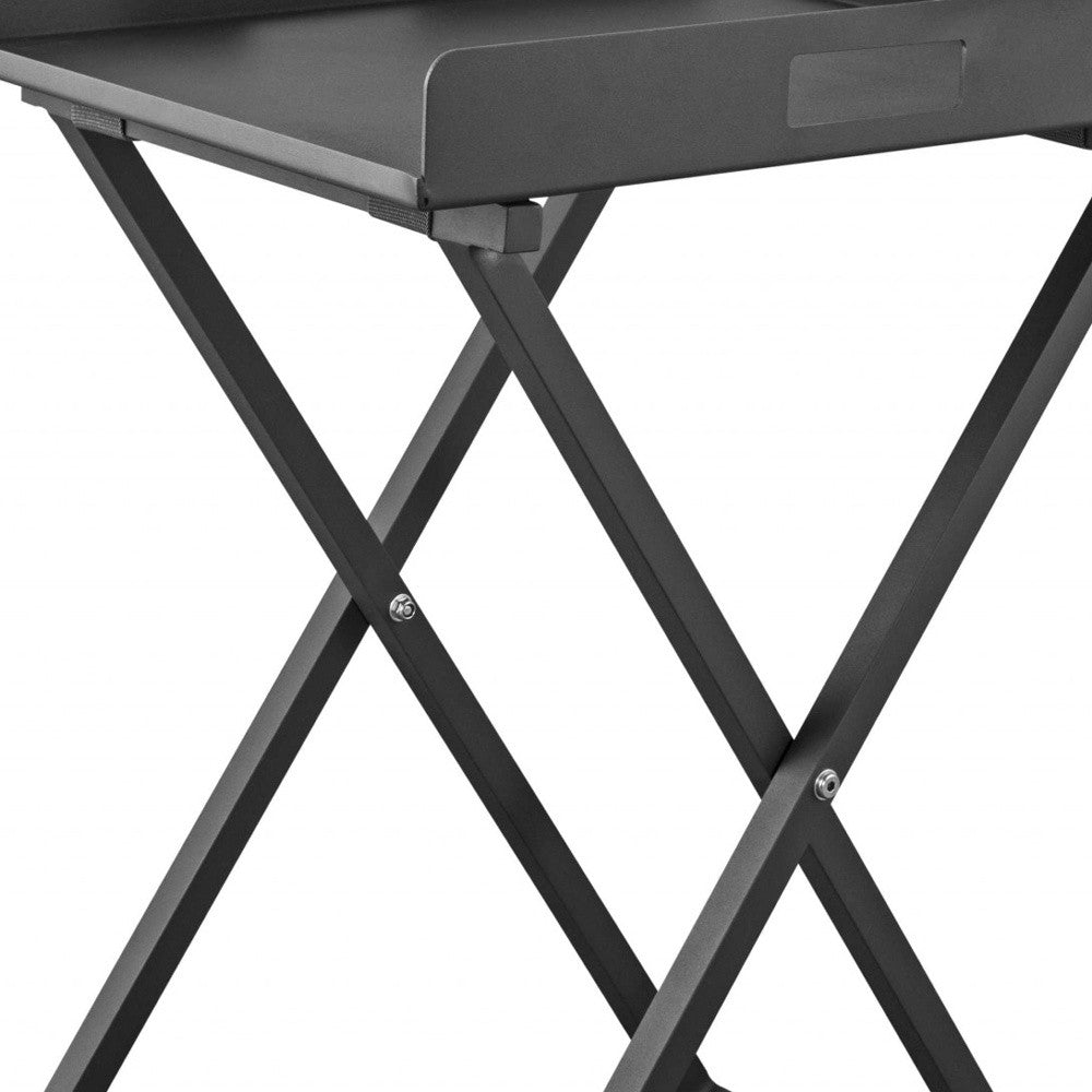 HomeRoots Aluminum Indoor Outdoor Tray Table in Gray Finish