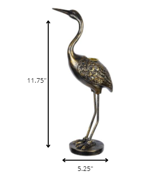 HomeRoots Antique Gold Heron Statue