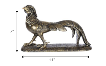 HomeRoots Antique Gold Pheasant Statue