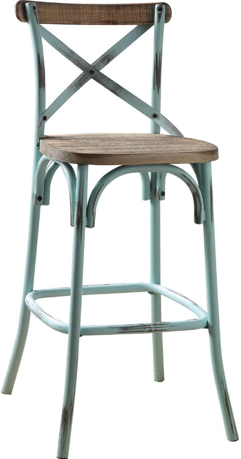 HomeRoots Antique Sky Oak Wooden Bar Chair