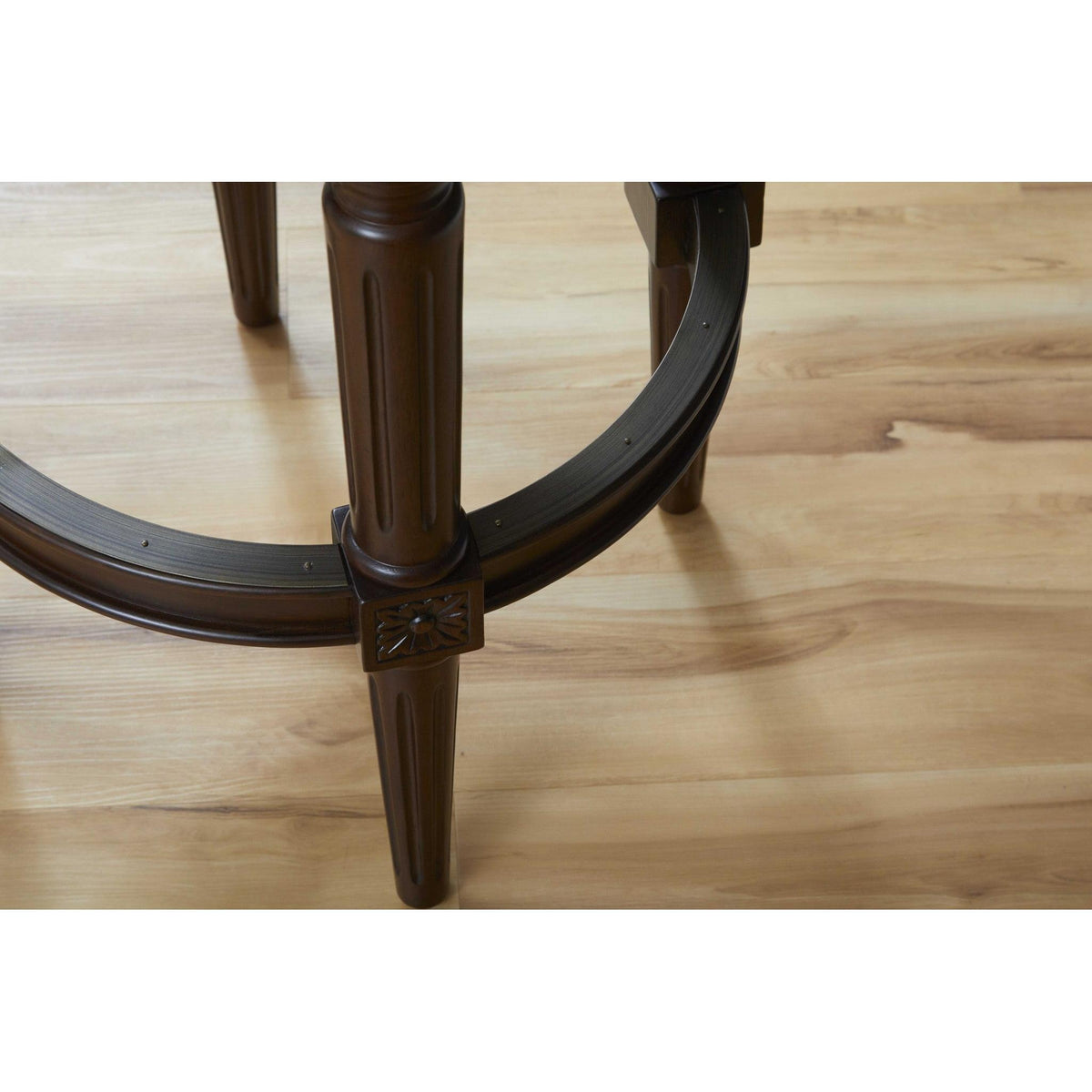 HomeRoots Bar Height Round Stool With Distressed Walnut Finish