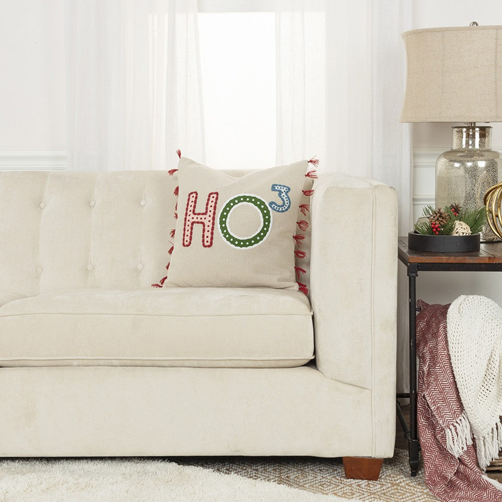 HomeRoots Beige Red Holiday Whimsical Throw Pillow