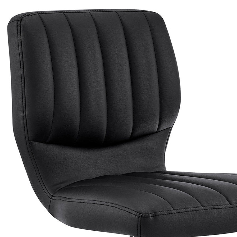 HomeRoots Black Faux Leather Textured Adjustable Bar Stool