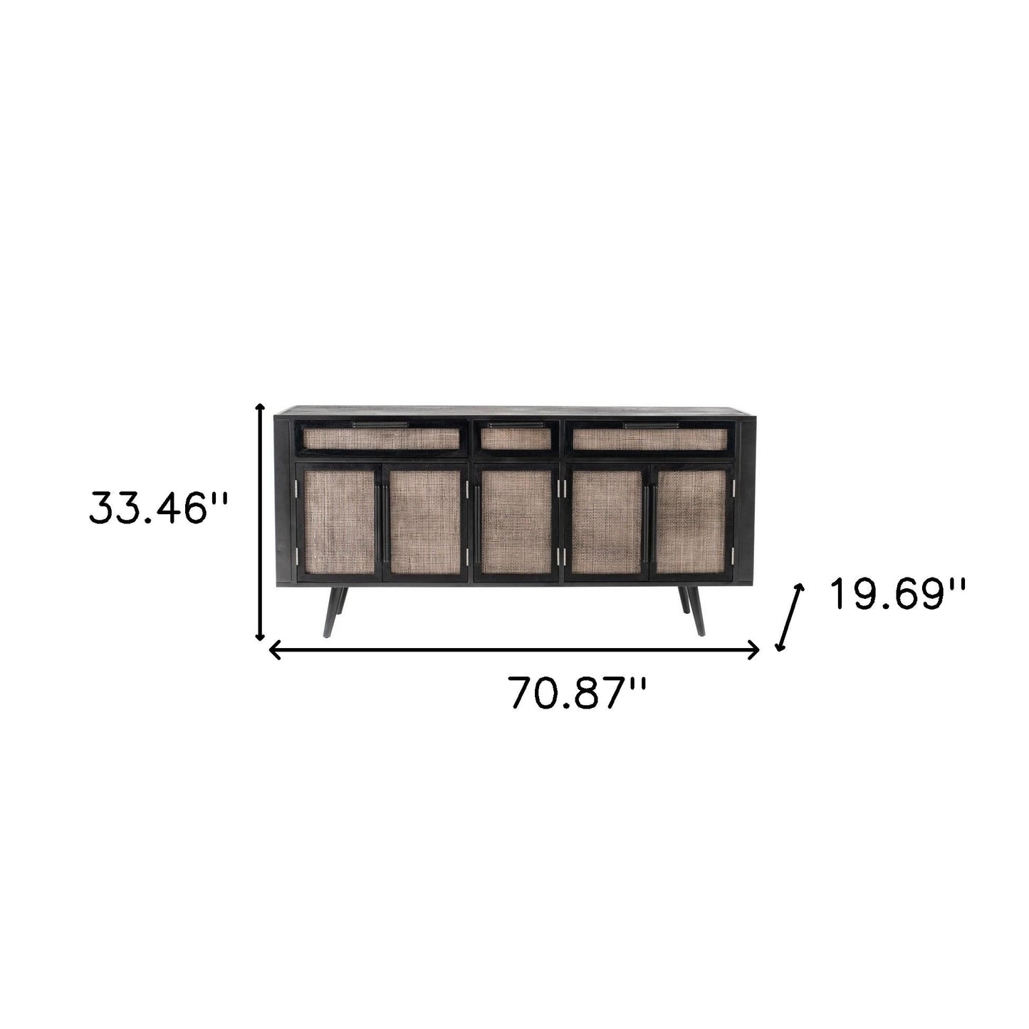 HomeRoots Black Iron Frame Cabinet With Mesh Doors And Drawers