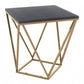 HomeRoots Black Marble Side Table With Gold Base