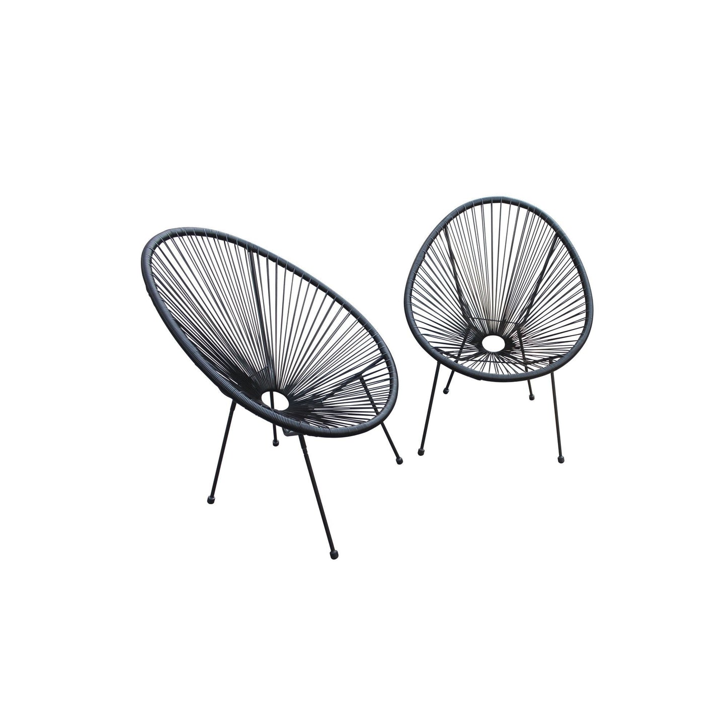 HomeRoots Black Mod Indoor Outdoor String Chairs in Set of Two