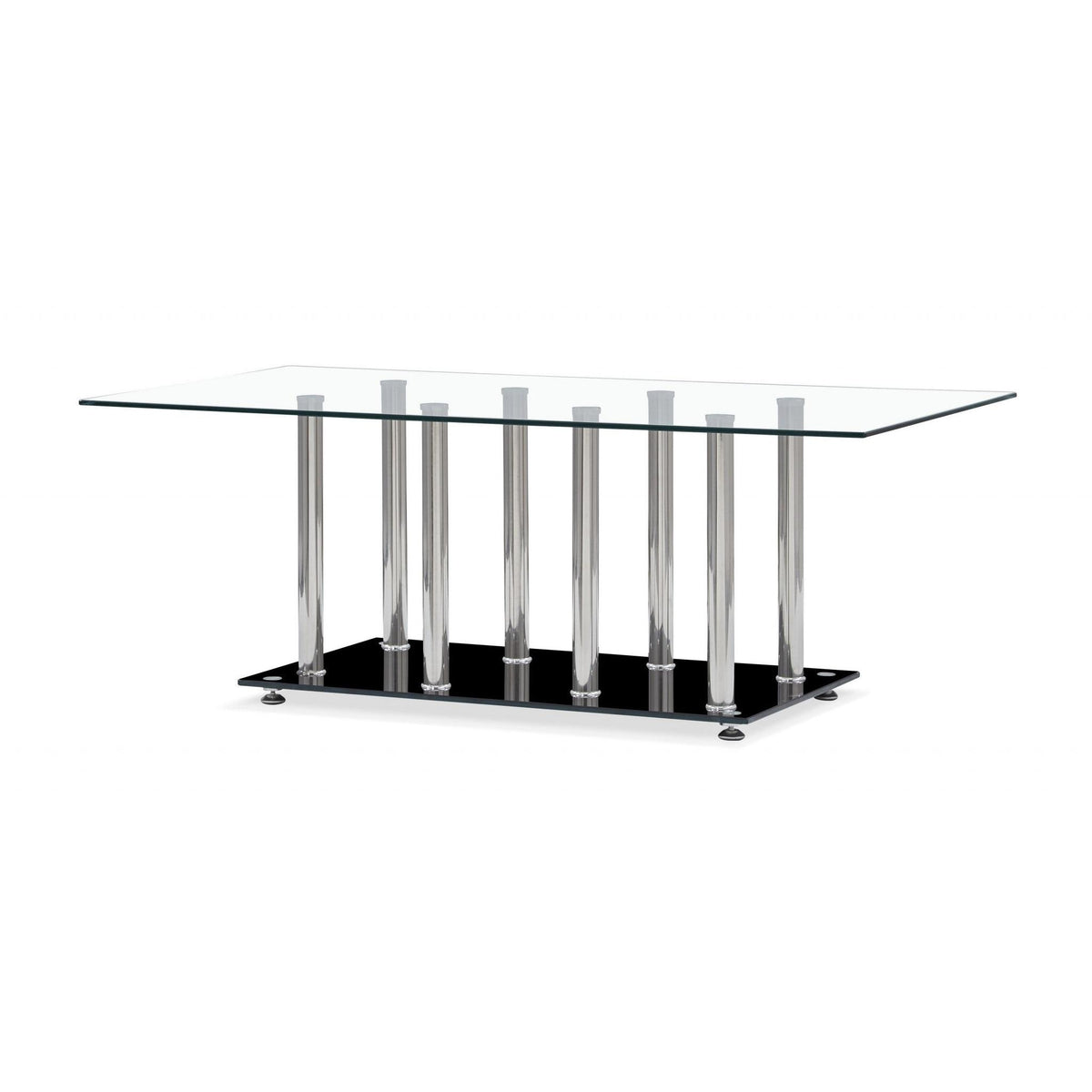 HomeRoots Black and Silver Modern Coffee Table with Tempered Glass Top