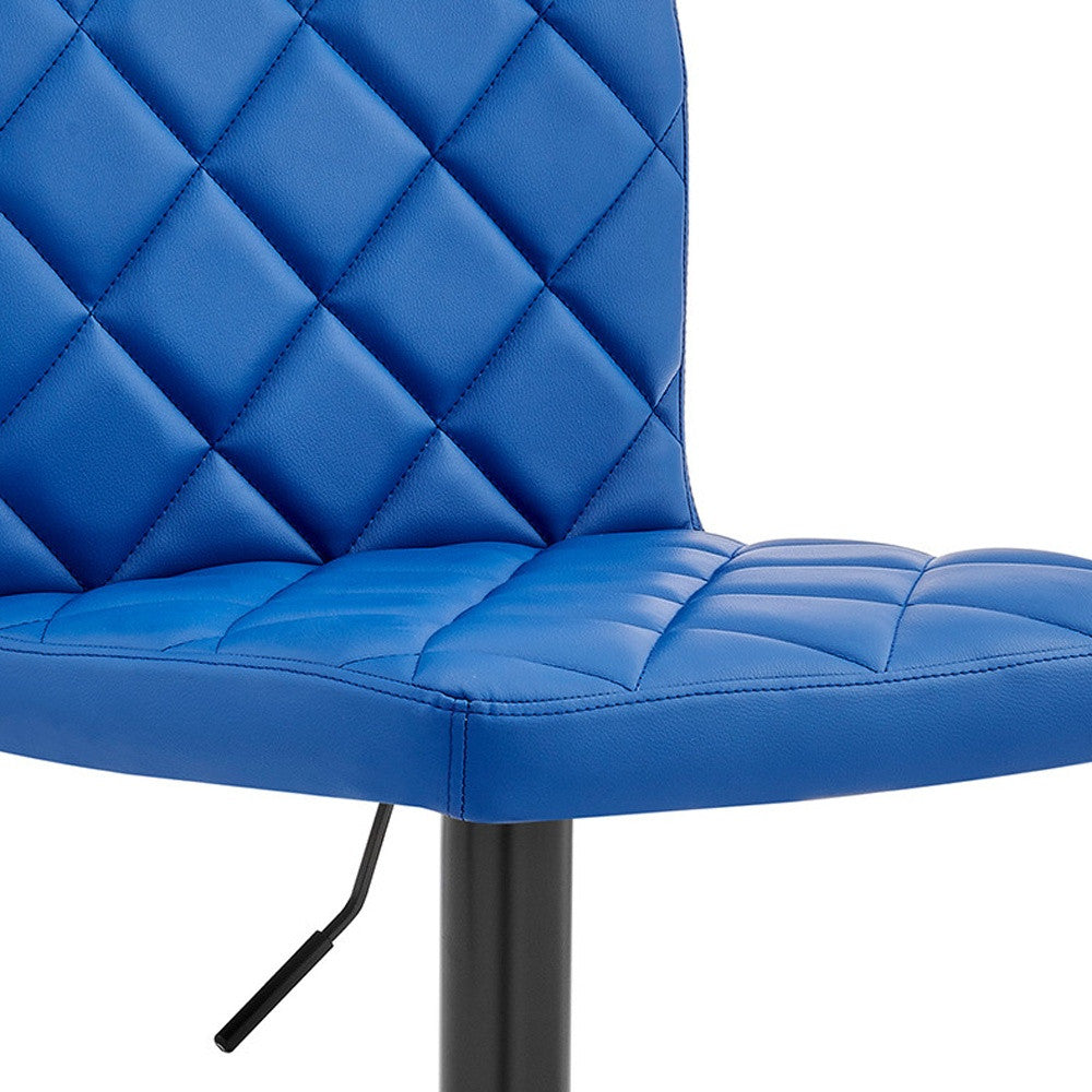 HomeRoots Blue Faux Leather Swivel Adjustable Bar Stool