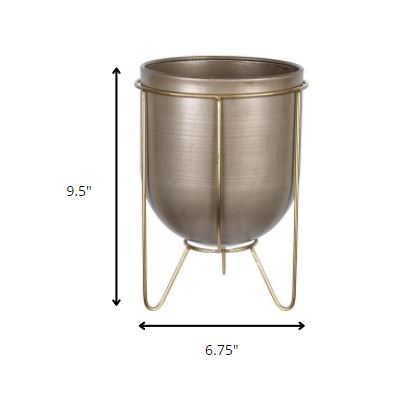 HomeRoots Bronze and Gold Metal Plant Pot