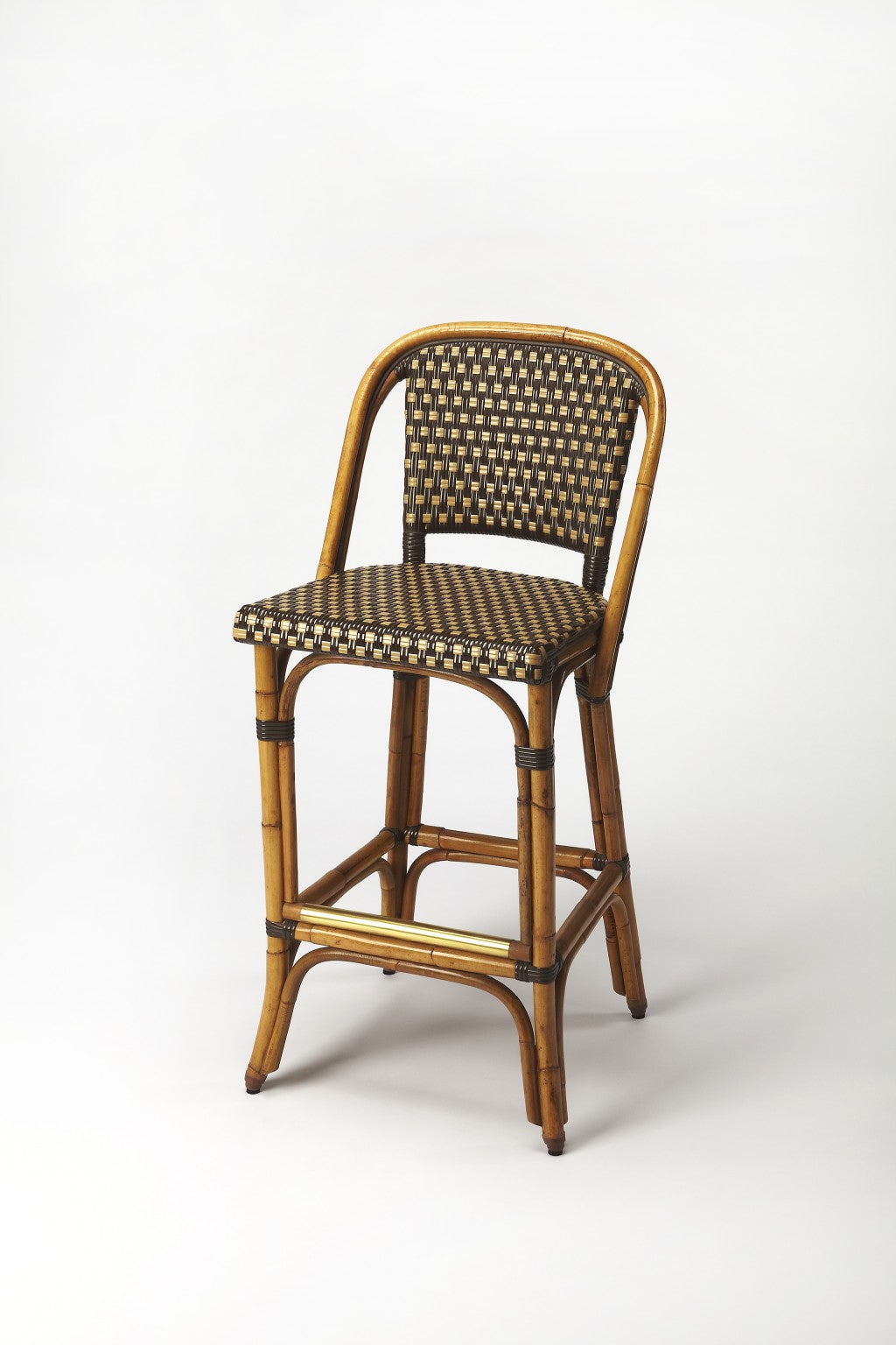 HomeRoots Brown And Beige Rattan Bar Stool
