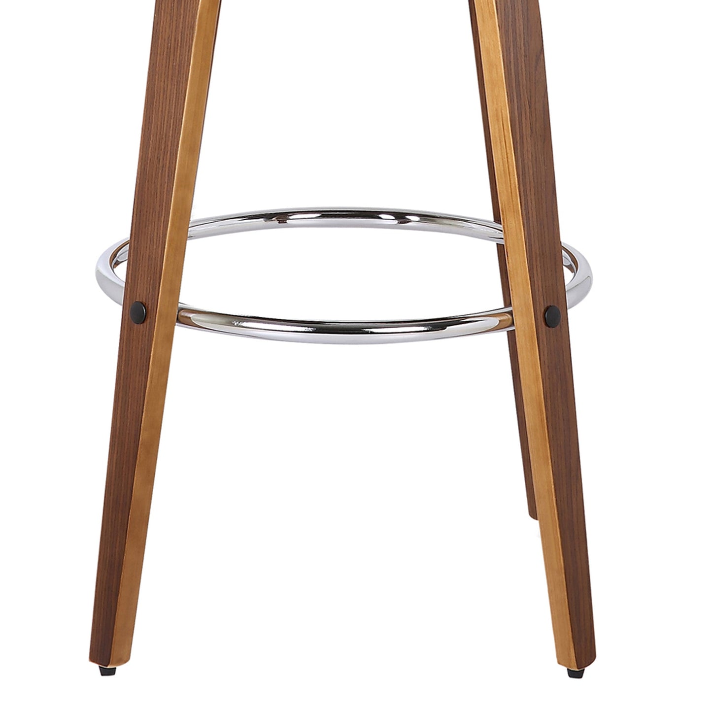HomeRoots Brown Faux Leather Modern Walnut Wooden Bar Stool