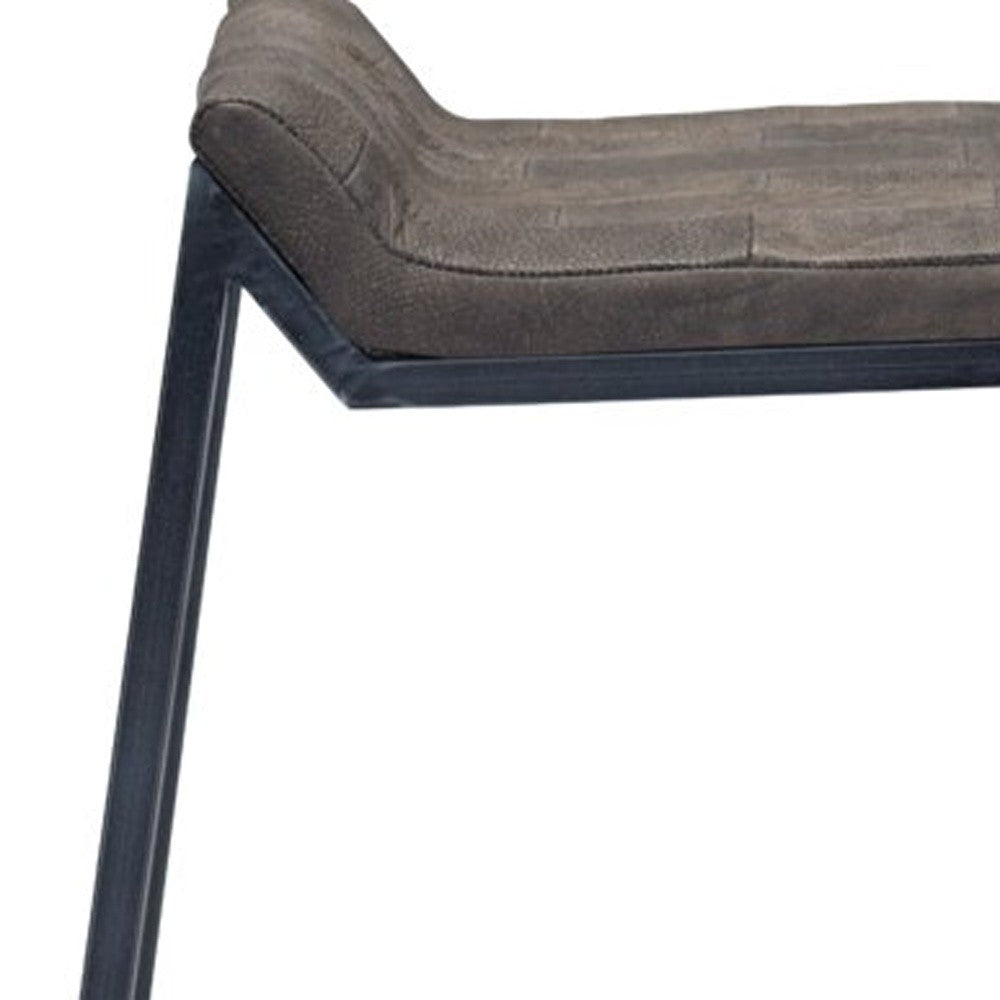 HomeRoots Brown Leather And Dark Grey Counter Stool