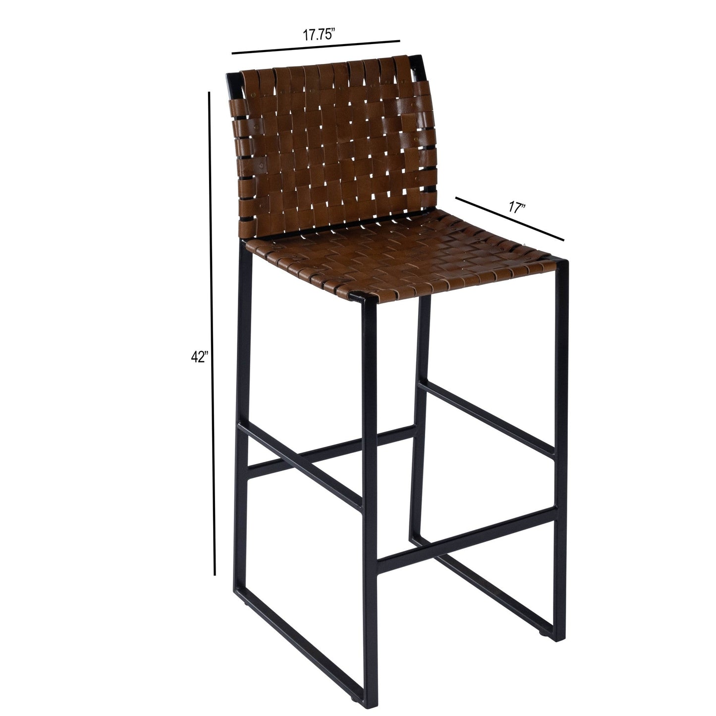 HomeRoots Brown Woven Leather Bar Stool