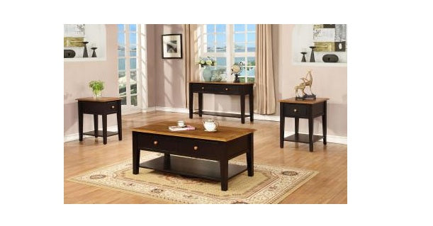HomeRoots Classic Two Tone Light and Dark Hardwood Coffee Table
