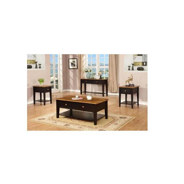 HomeRoots Classic Two Tone Light and Dark Hardwood Coffee Table