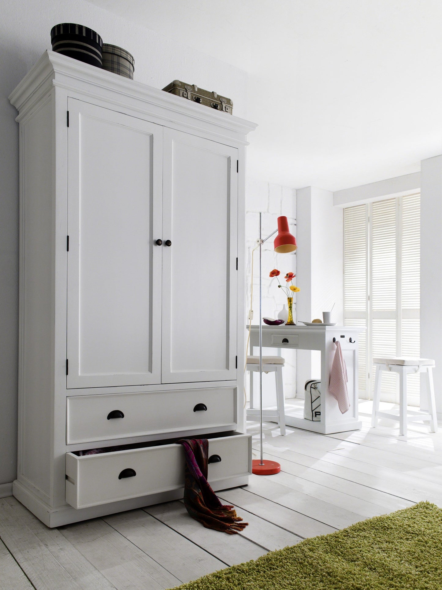 HomeRoots Classic Wardrobe in White Finish