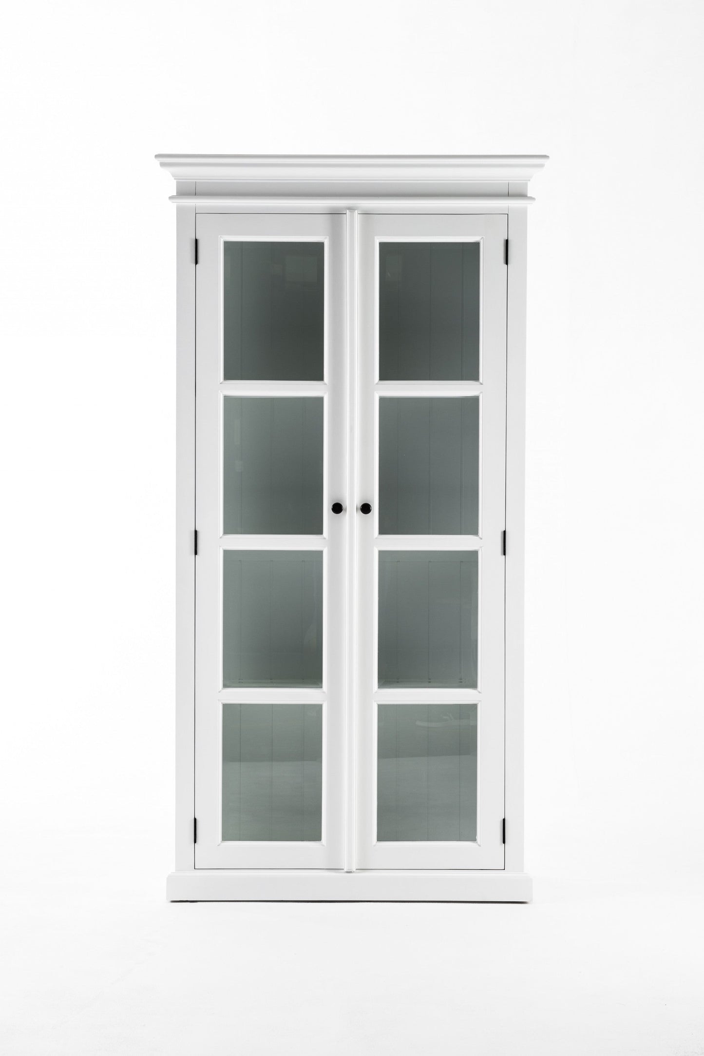 HomeRoots Classic White And Glass Double Door Storage Cabinet