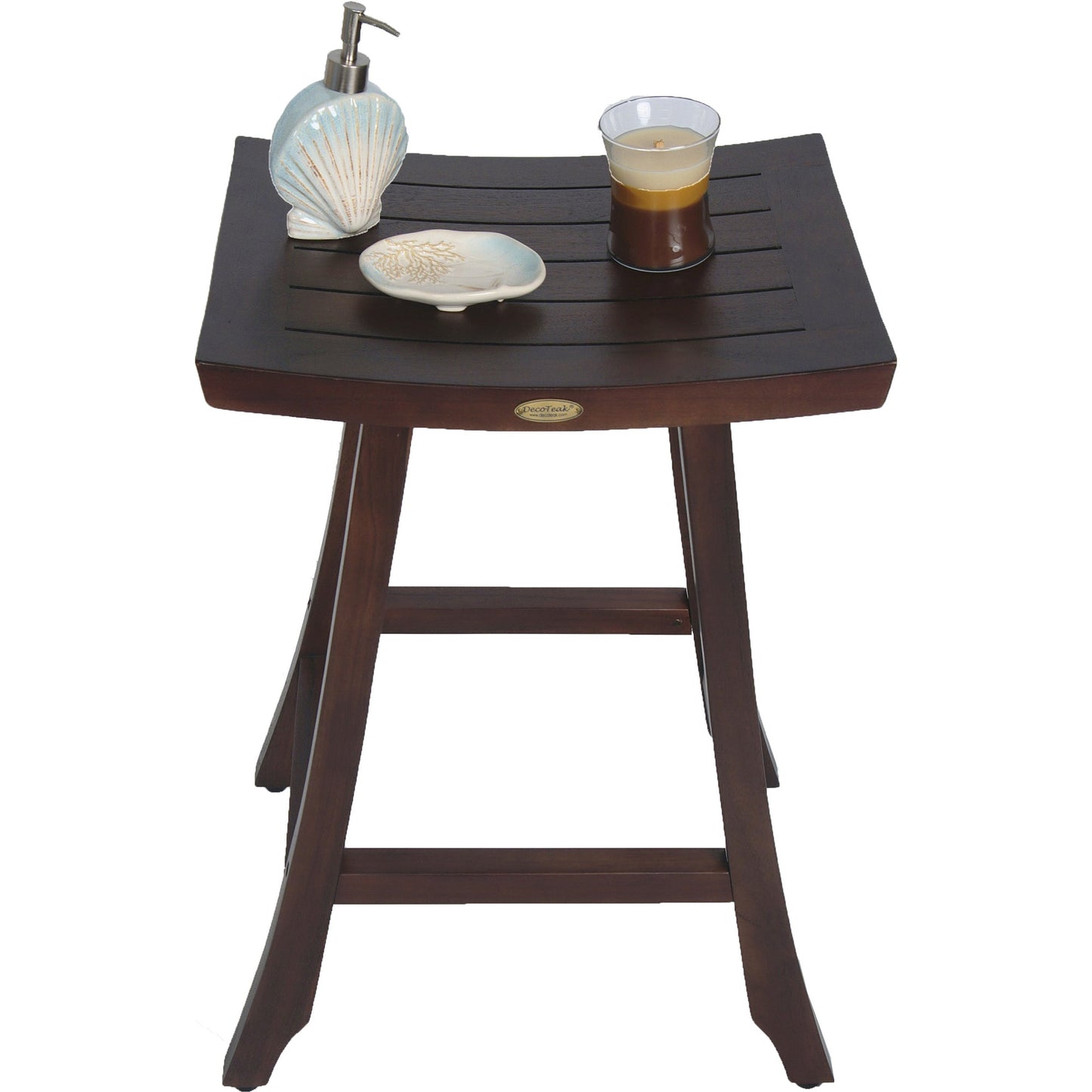 HomeRoots Compact Teak Counter Stool in Brown Finish