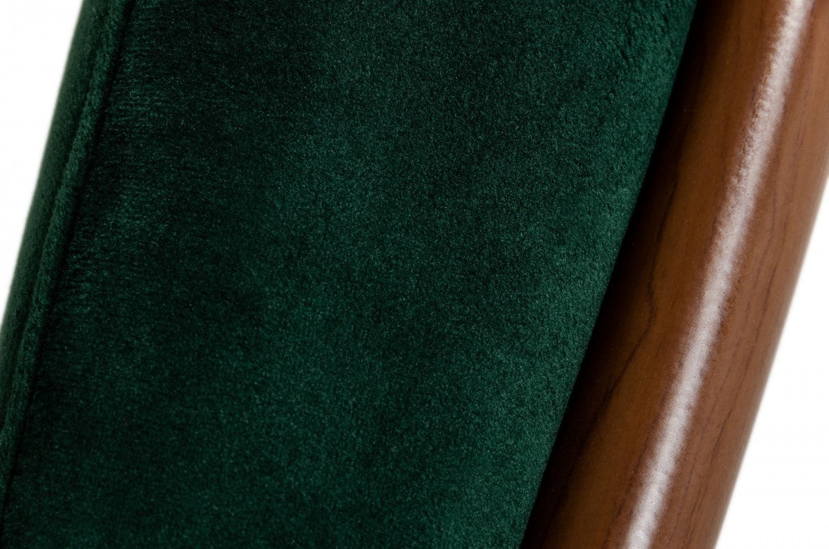 HomeRoots Contempo Dark Green and Walnut Velvet Dining Chair