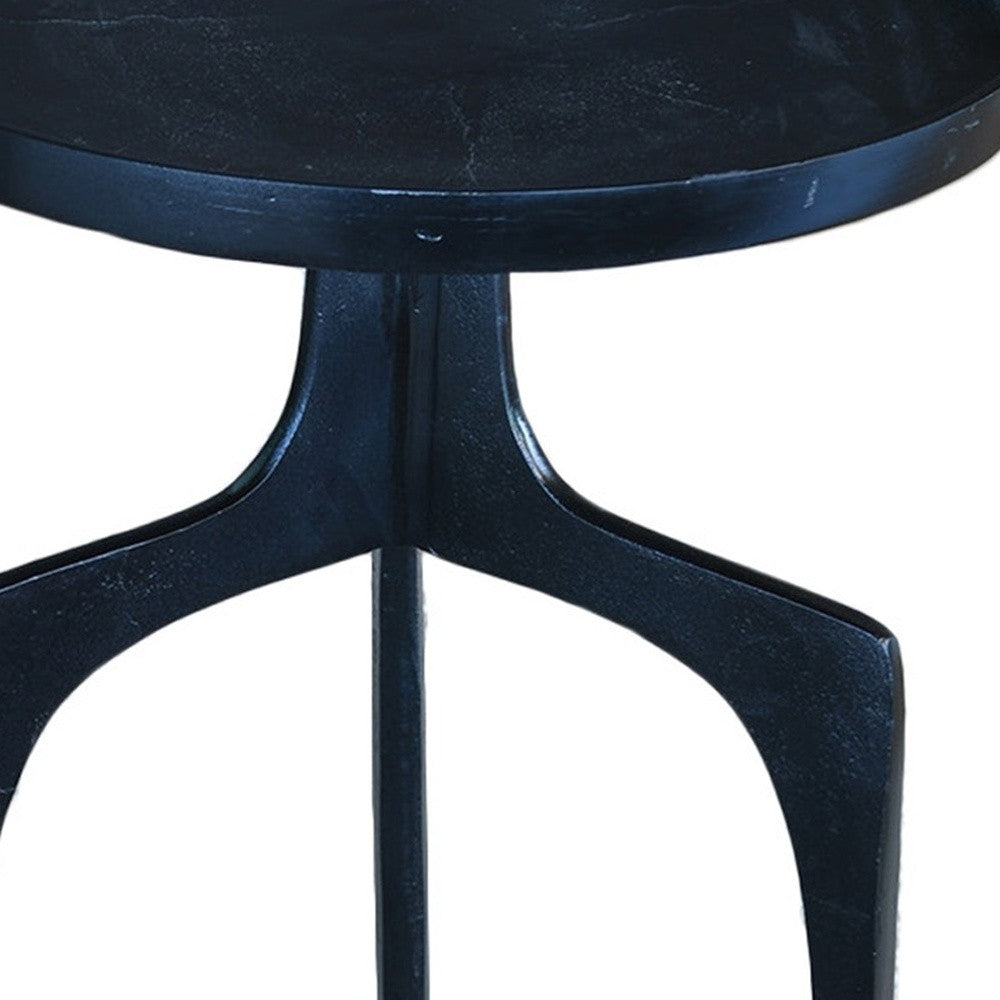 HomeRoots Contemporary Side Table in Bluish Black Finish