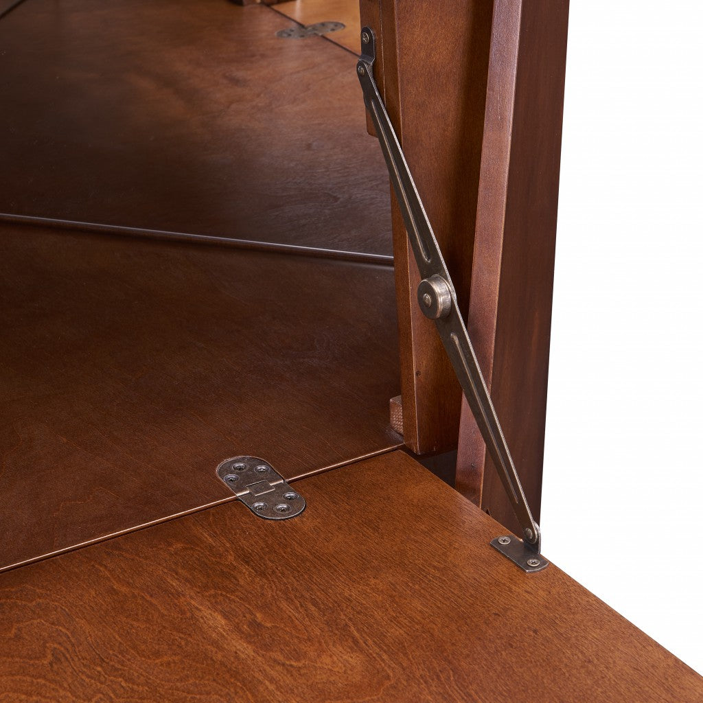 HomeRoots Cosmo Corner Bar Cabinet in Brown and Black Finish