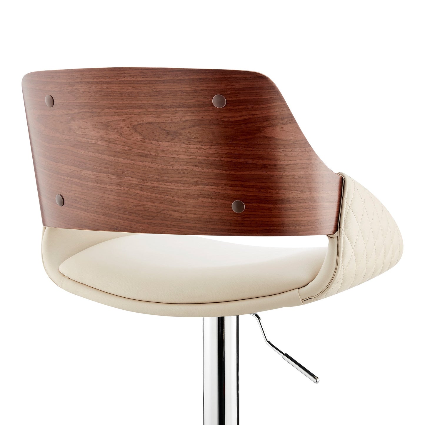 HomeRoots Cream Faux Leather Adjustable Chrome Swivel Bar Stool