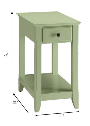 HomeRoots Cutie Compact Pale Green Single Drawer End Table