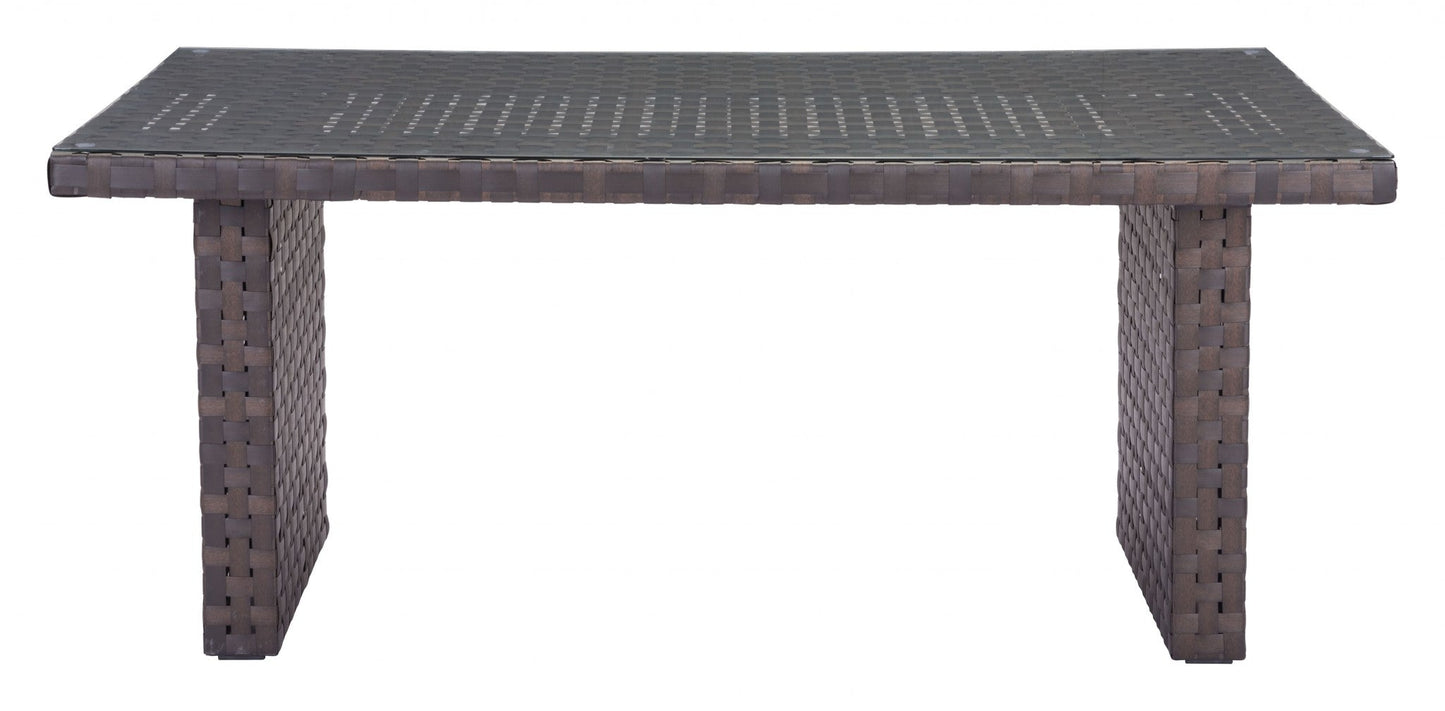 HomeRoots Dark Brown Woven Wicker Dining Table