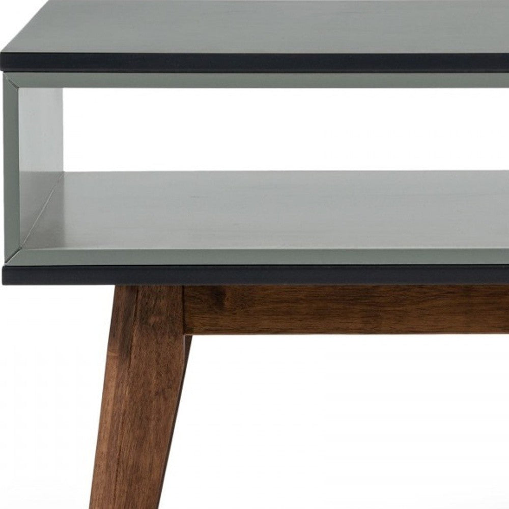 HomeRoots Dark Oak and Shades of Gray Open Rectangle End Table