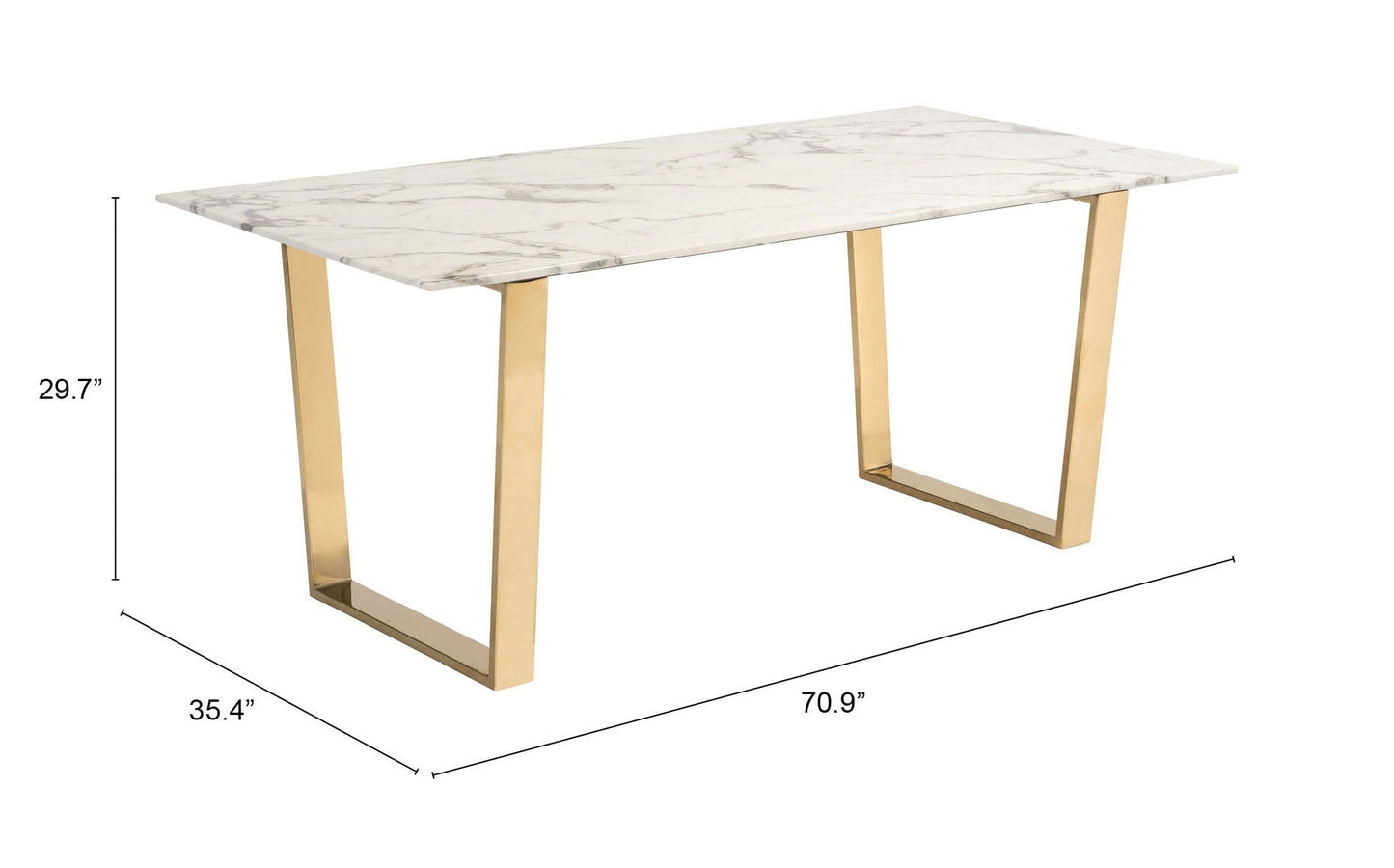 HomeRoots Designer's Choice White Faux Marble Dining Table With Gold Base Finish