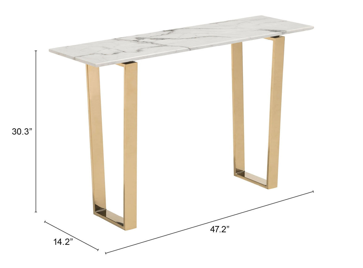 HomeRoots Designer's Choice White Faux Marble and Gold Console Table