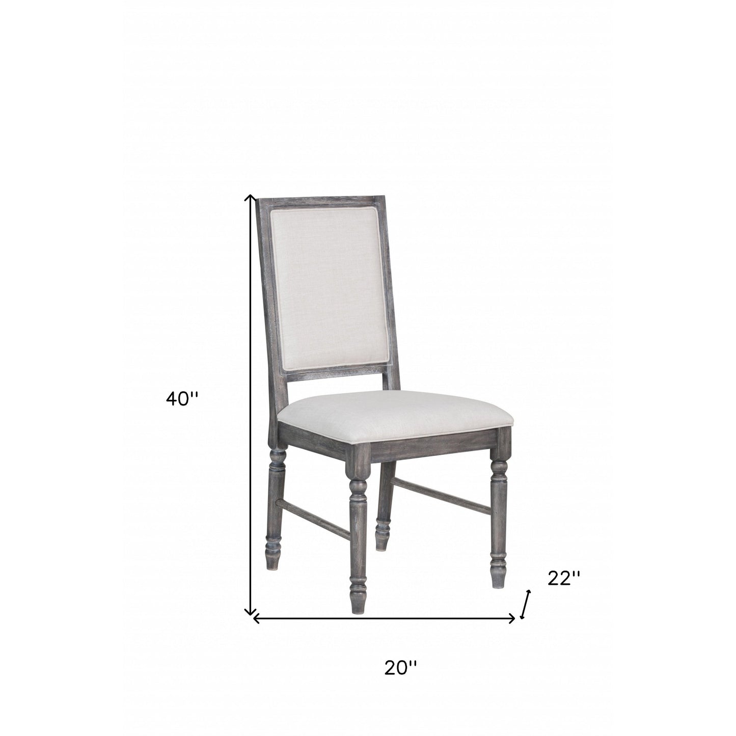 HomeRoots Dining Chairs Weathered Gray Rubberwood Legs Seat Solid Back In Set Of Two