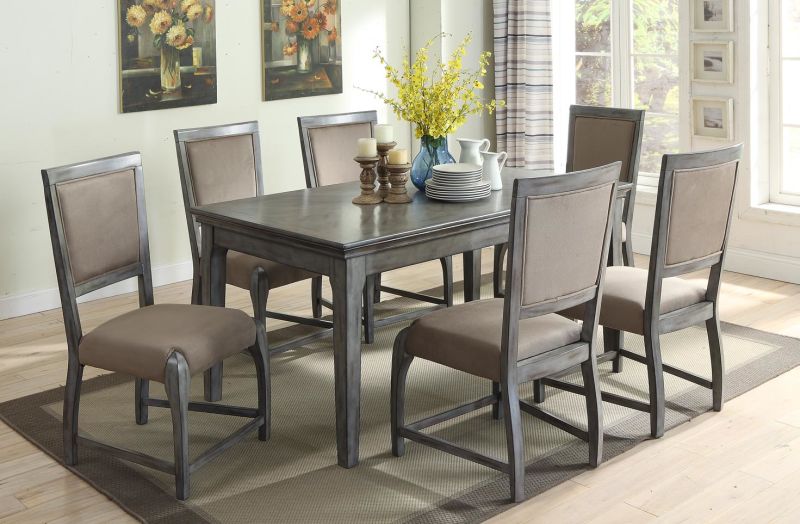 HomeRoots Dining Table, Antique Gray - Rubber Wood, Veneer, MDF Antique Gray