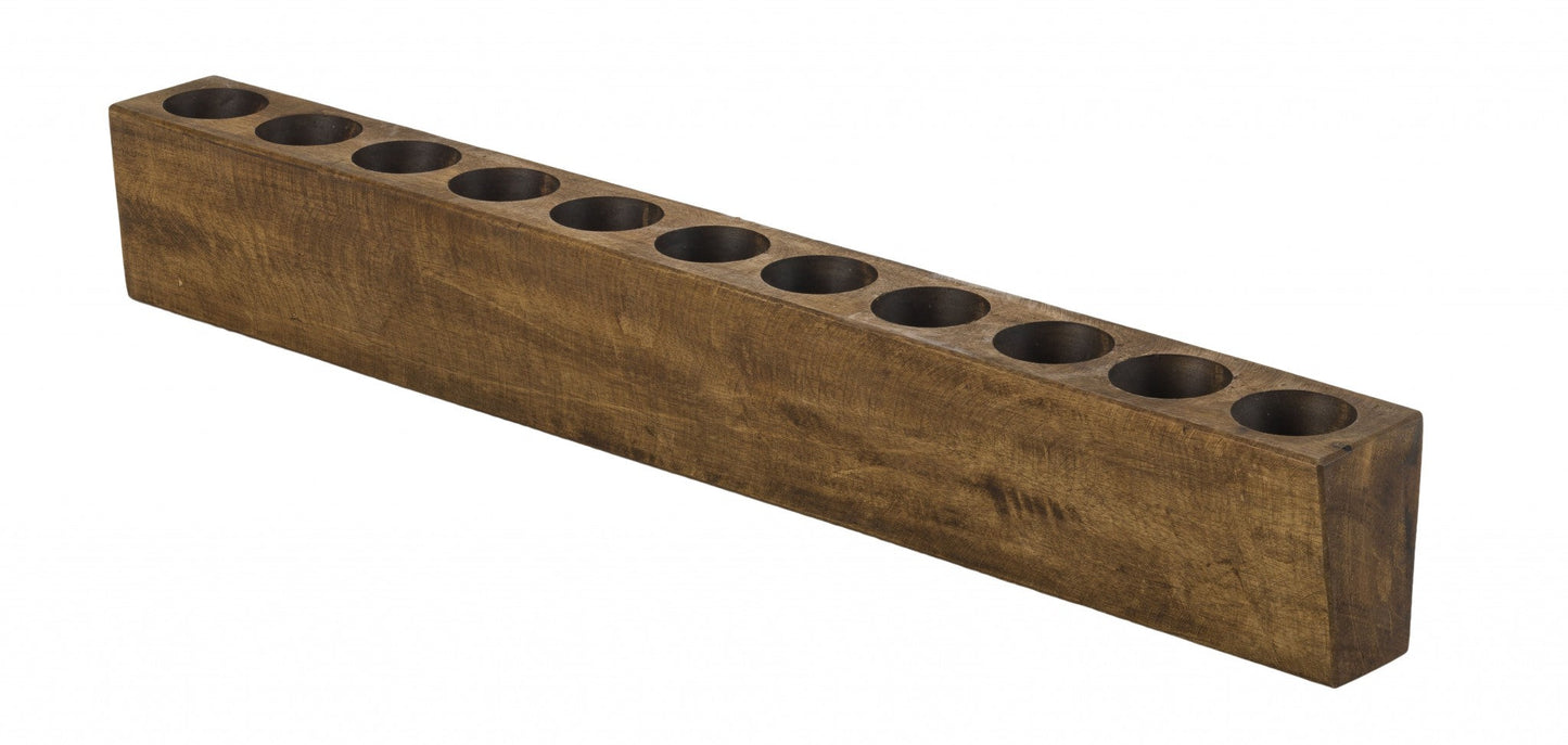 HomeRoots Distressed Maple Stain 11 Hole Sugar Mold Candle Holder