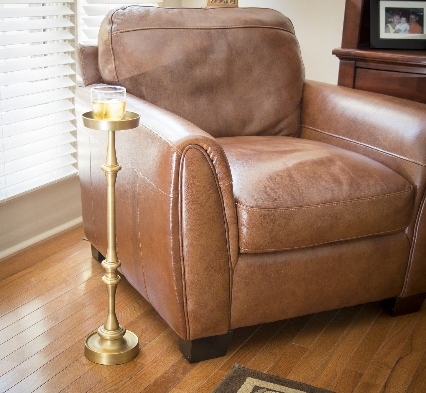 HomeRoots Drink Size Accent Table in Brushed Gold Finish