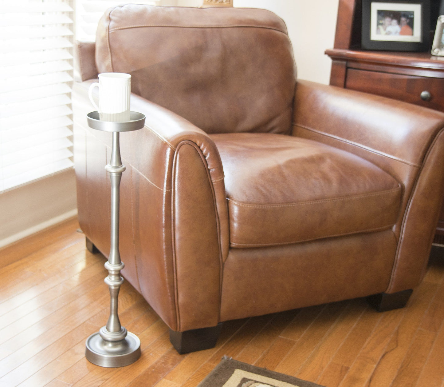 HomeRoots Drink Size Accent Table in Brushed Silver Finish