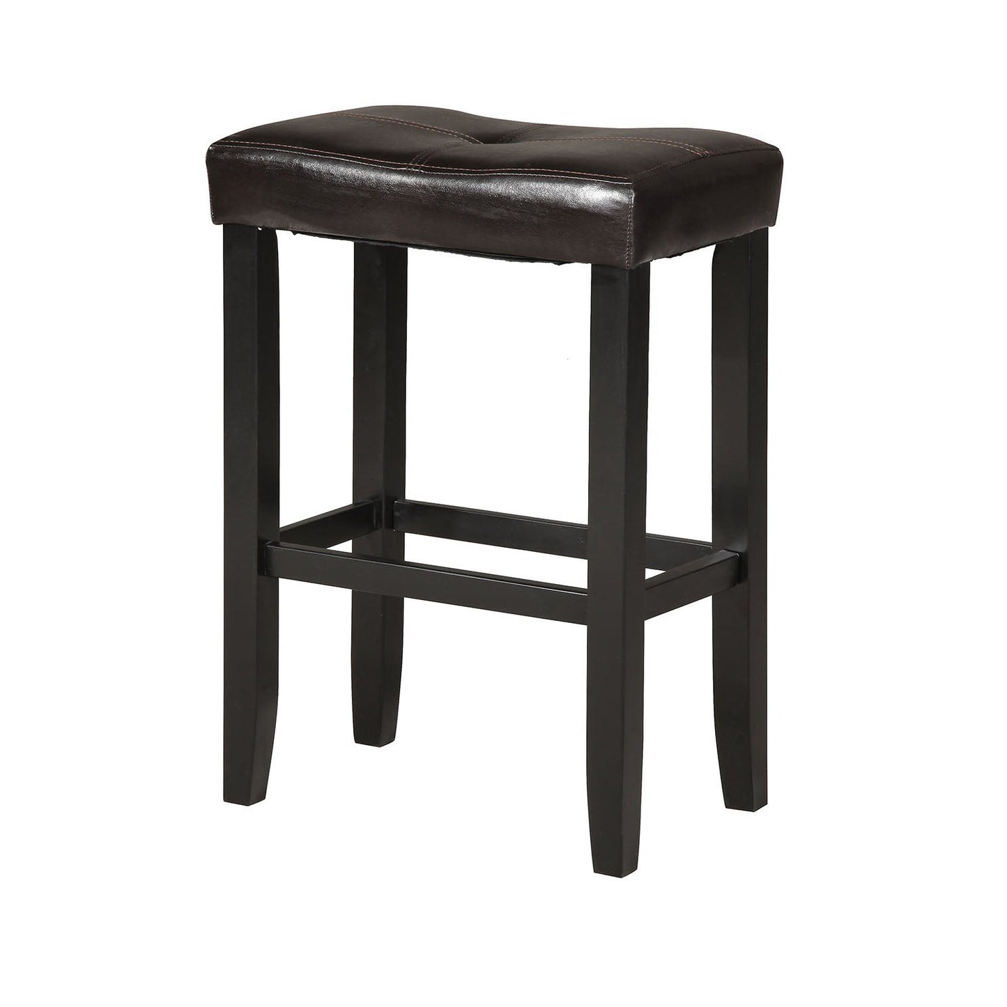 HomeRoots Espresso Pu And Black Bar Stool In Set Of Two