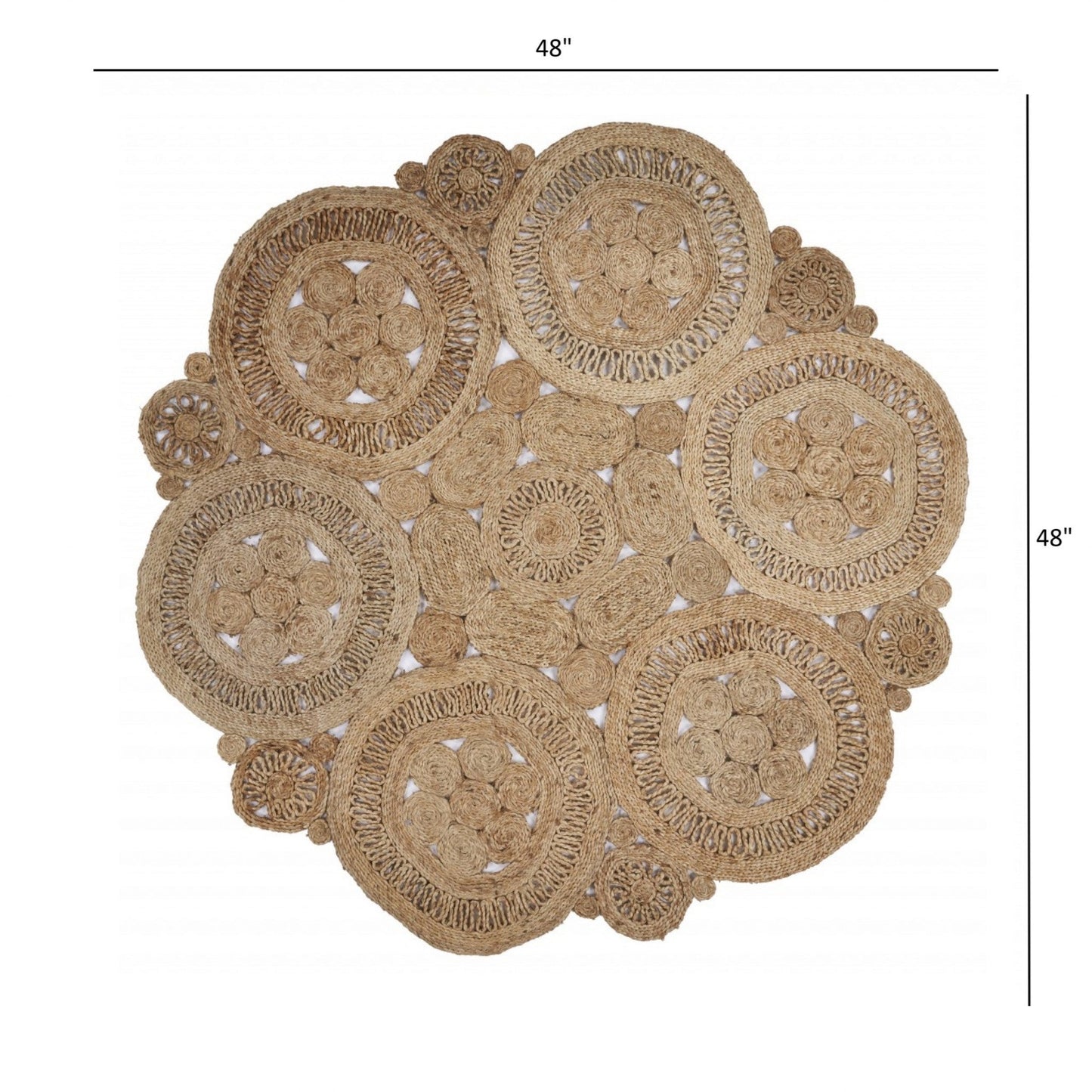 HomeRoots Floral Fantasy Natural Jute Area Rug