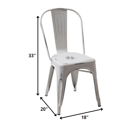 HomeRoots Four 33" Metal Side Chairs In Vintage White Finish