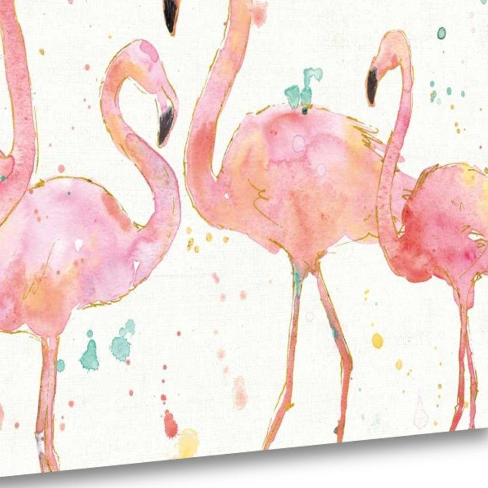 HomeRoots Four Flamingo Watercolor 5 Giclee Wrap Canvas Wall Art