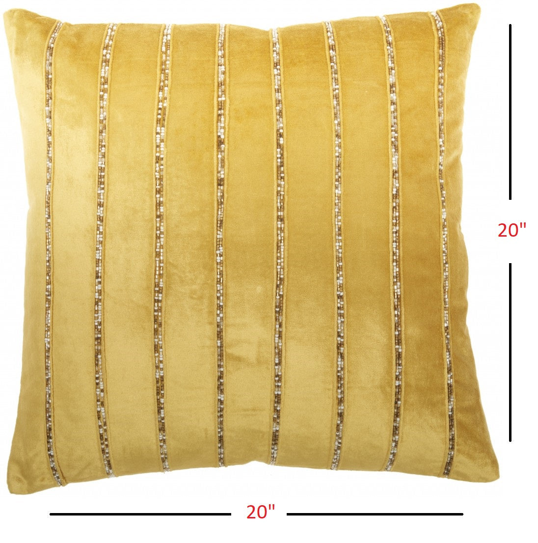 HomeRoots Glam Gold and Gold Accent Throw Pillow with Beaded Details