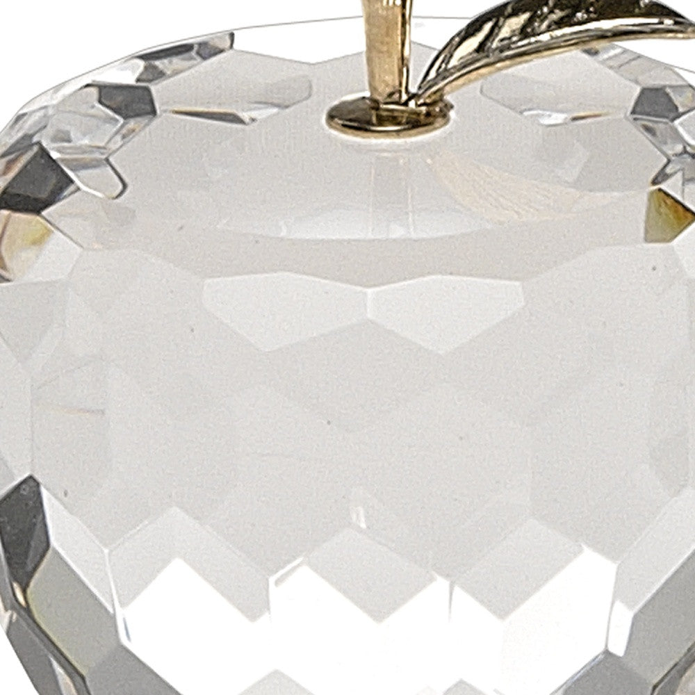 HomeRoots Gold Crystal Faceted Apple Paperweight with Gold Leaf