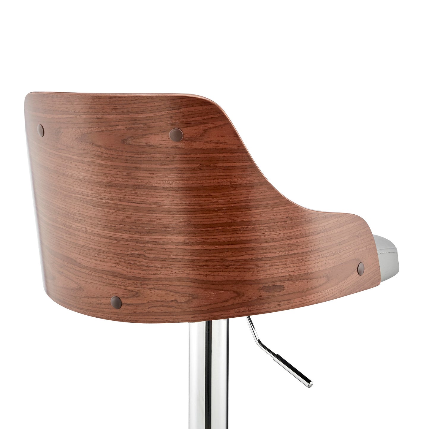 HomeRoots Gray Faux Leather Adjustable Modern Bar Stool