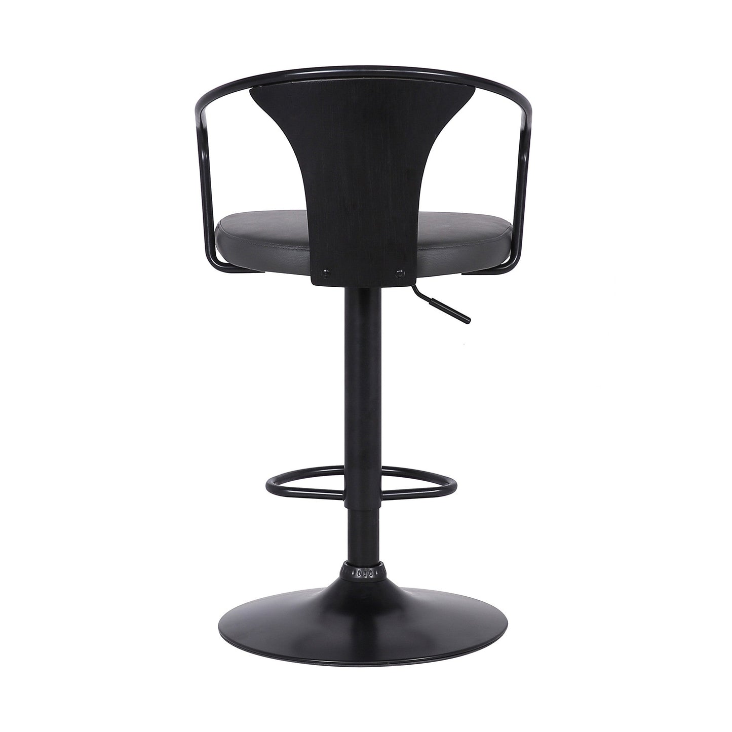 HomeRoots Gray Faux Leather & Metal Base Adjustable Bar Stool