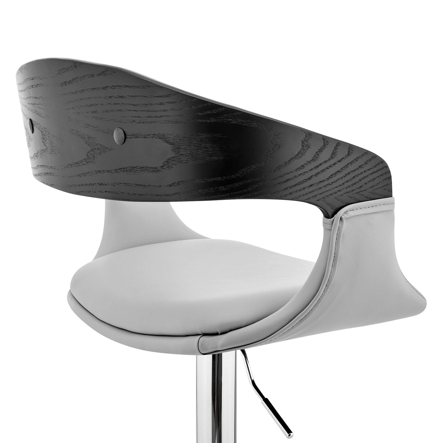 HomeRoots Gray Modern Upholstered & Chrome Base Bar Stool
