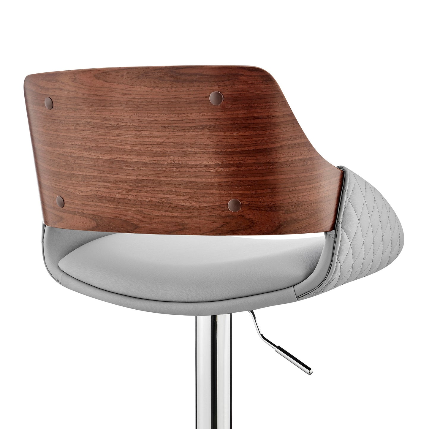 HomeRoots Grey Faux Leather Adjustable Chrome Swivel Bar Stool