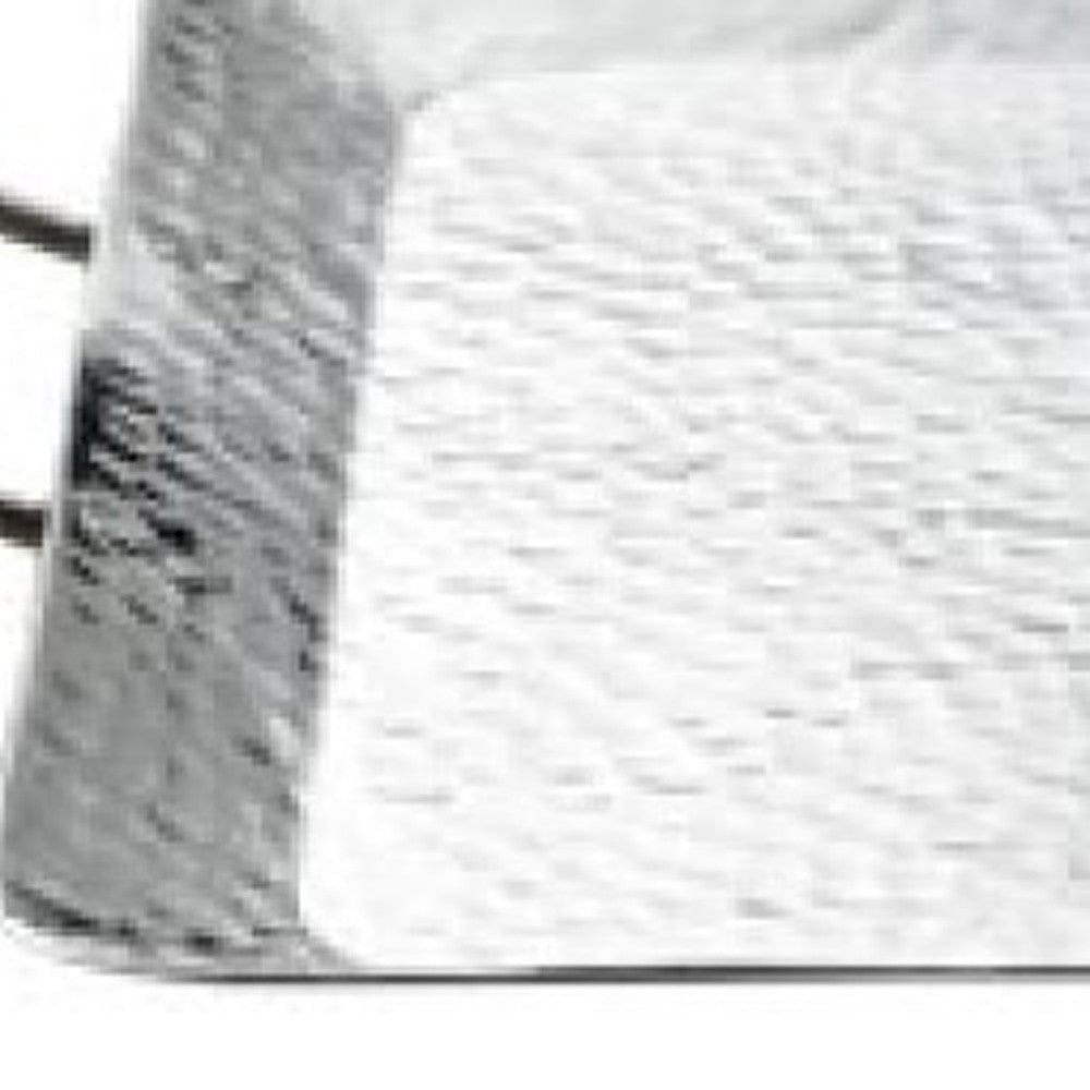 HomeRoots Hammered Rectangle Serving Tray With Handles in Silver Finish