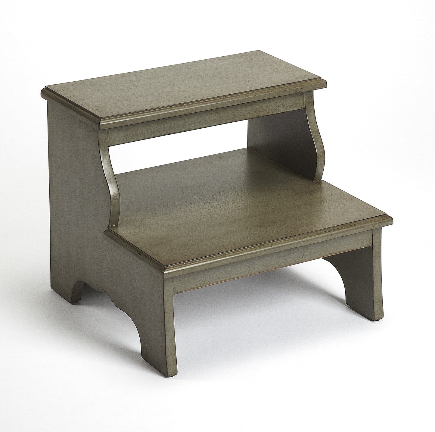 HomeRoots Handcrafted Silver Satin Step Stool