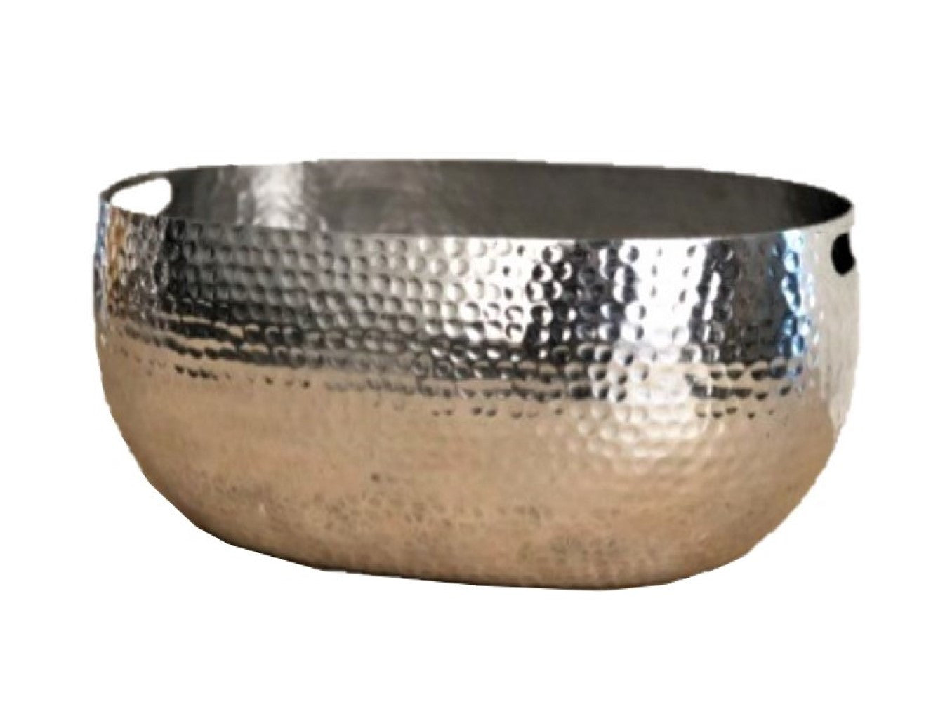 HomeRoots Handcrafted Stainless Steel Oval Beverage Tub With Hammered Finish