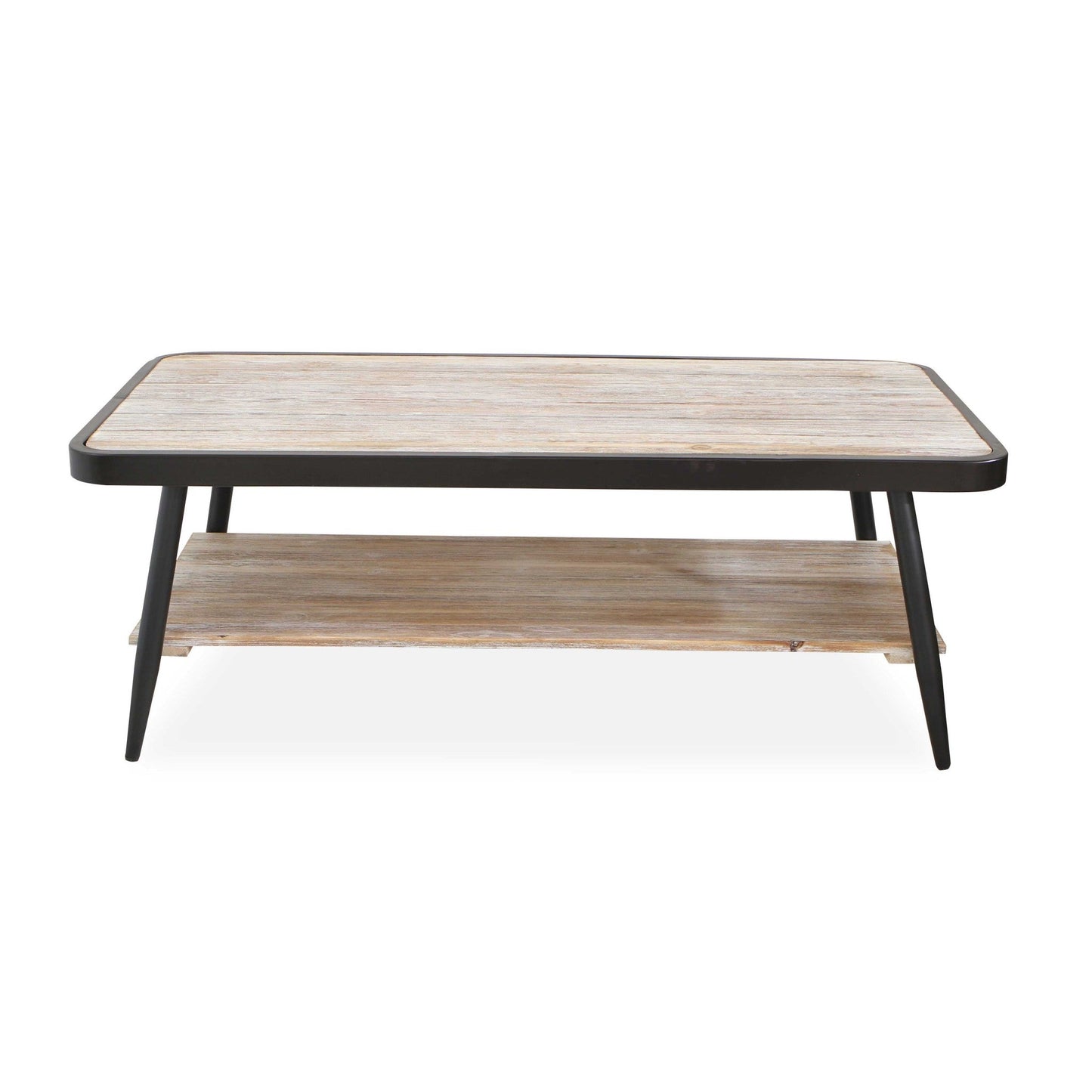 HomeRoots Industrial Style Distressed Whitewash and Gray Coffee Table